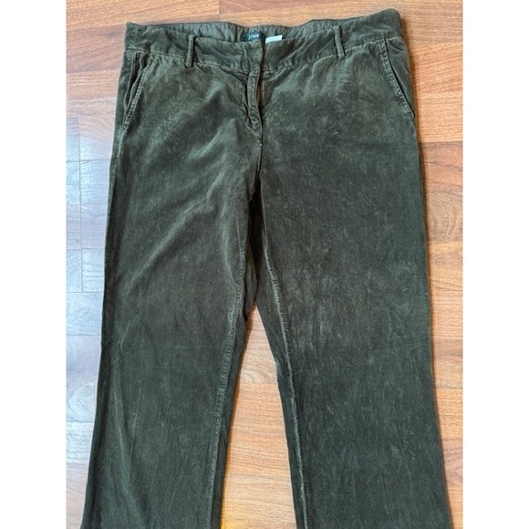 J Crew Womens Velvet Olive Green Wide Leg Pants Size 10T Low Fit Preppy Holiday - Picture 3 of 14